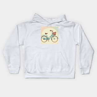 Realistic Illustration Vintage Bicycle Art in Retro Style Kids Hoodie